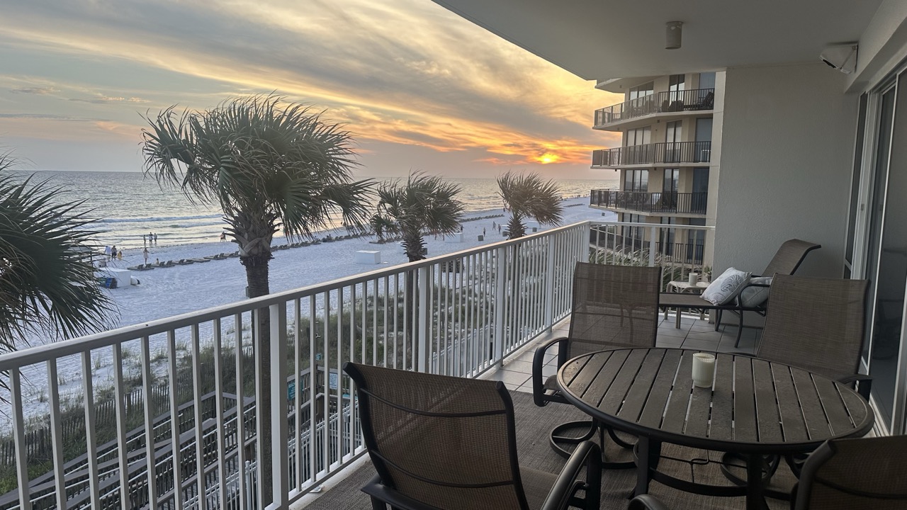 Florida condominium balcony on the Gulf of Mexico.